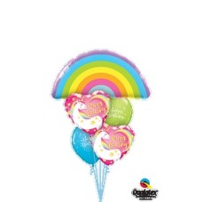 Pastel Rainbow Unicorn Happy Birthday Balloon Bouquet
